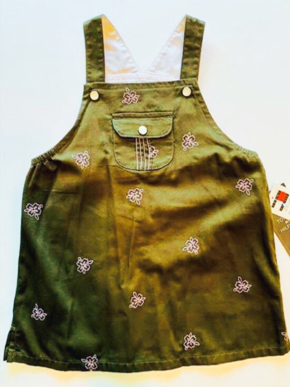 Tommy Hilfiger Vintage Y2K Baby Girl Green Overall Dress NWT 12-18M